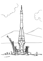 Раскраска - Ракеты - Запуск ракеты Союз со стартовой площадки Раскраска - Ракеты - Запуск ракеты Союз со стартовой площадки