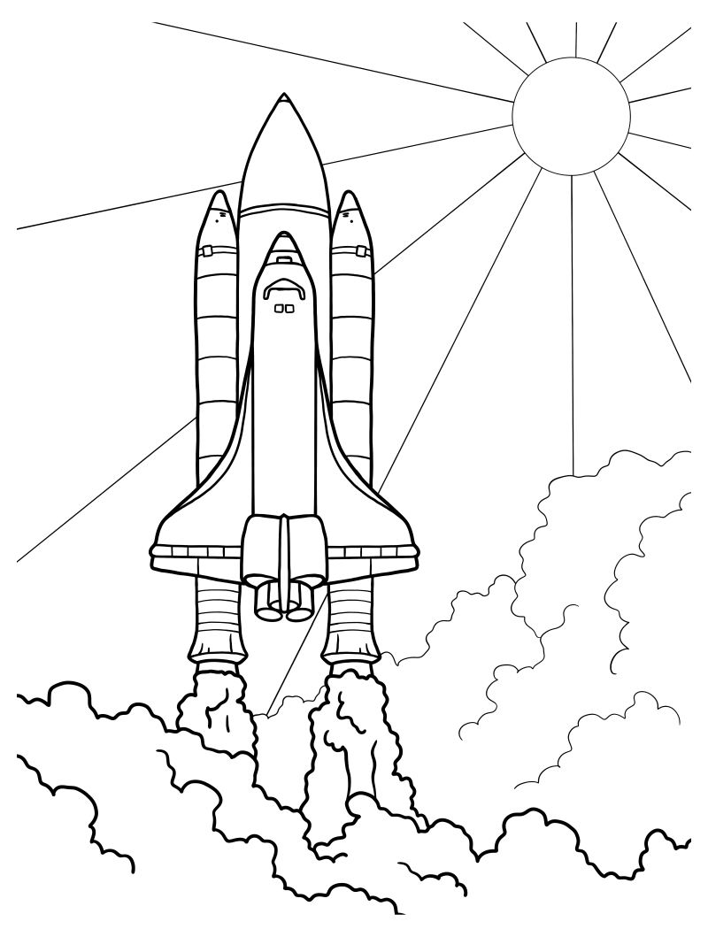 Раскраска - Ракеты - Взлёт Space Shuttle