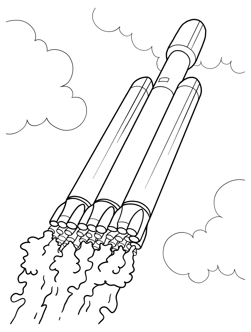Раскраска - Ракеты - Тяжёлая ракета SpaceX Falcon