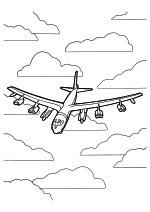 Раскраска - Самолёты - Самолёт B52 летит в облаках