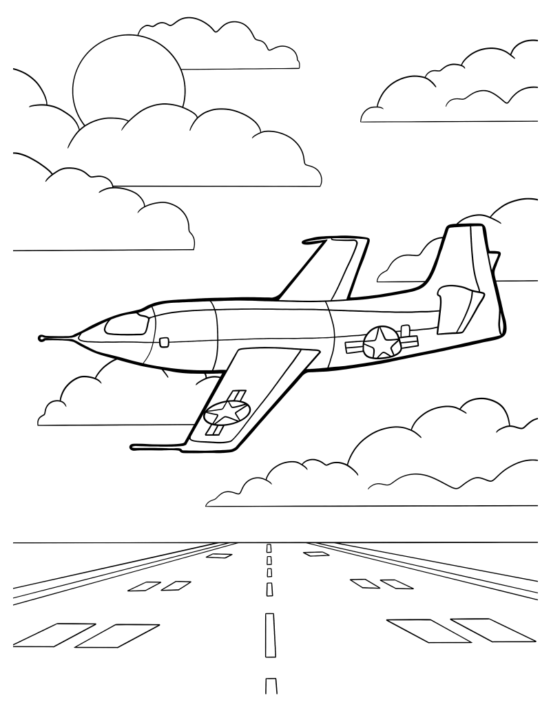 Раскраска - Самолёты - Испытательный самолёт Bell X-1