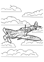 Раскраска - Самолёты - Самолёт Spitfire летит в небе