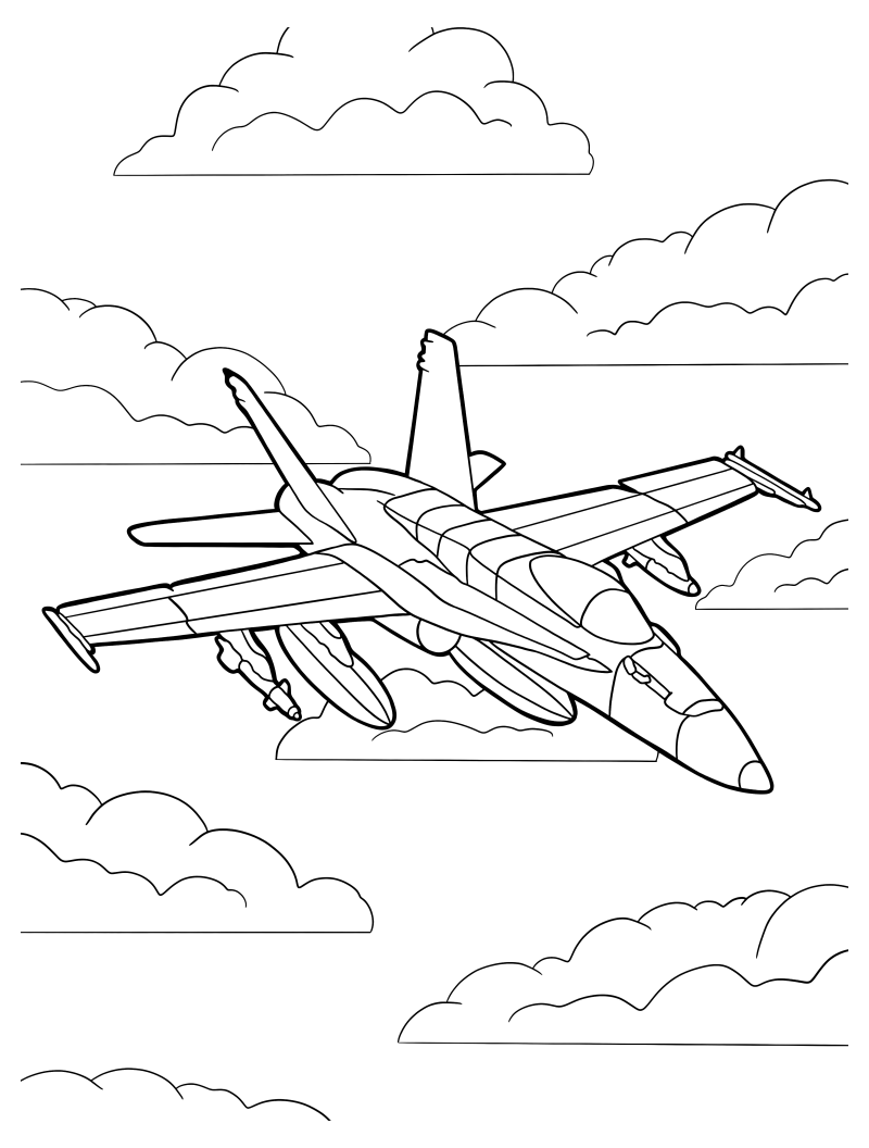 Раскраска - Самолёты - Самолёт армии США F-18