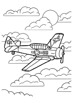Раскраска - Самолёты - Учебный самолёт T-6 Texan