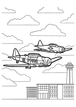Раскраска - Самолёты - Самолёты T-6 Texan, летящие в тандеме