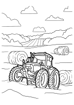 Раскраска - Тракторы - Трактор New Holland косит траву