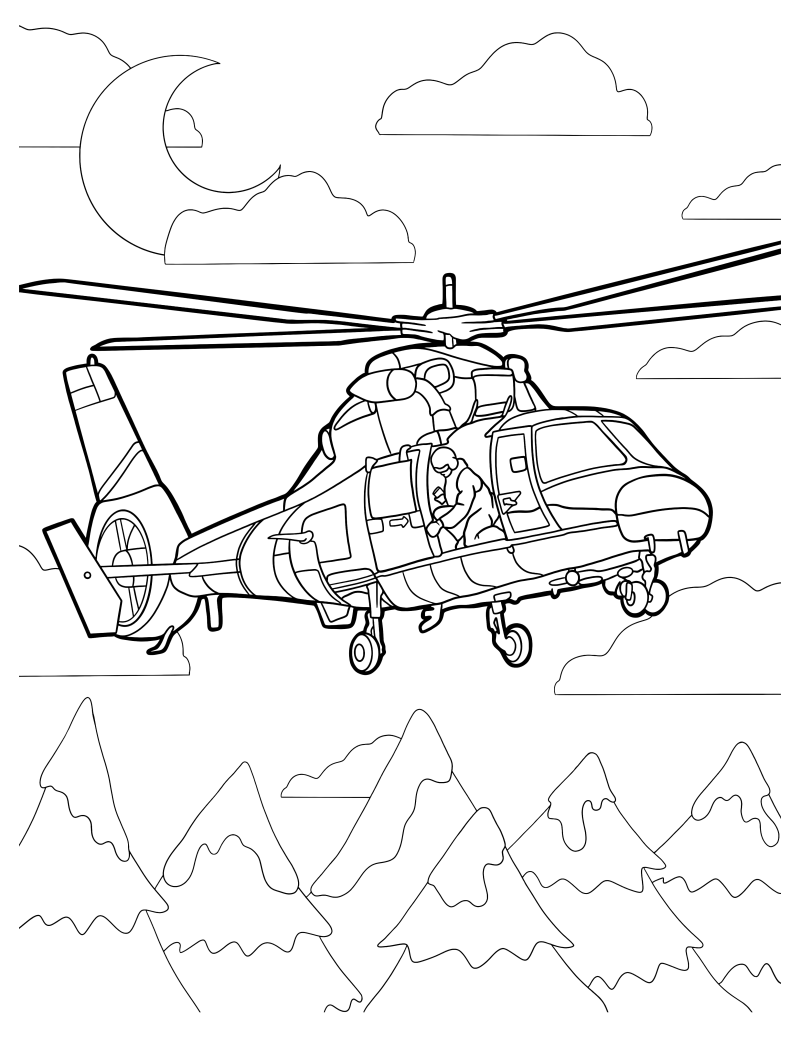 Раскраска - Вертолёты - Вертолёт Airbus Helicopters AS365 Dauphin