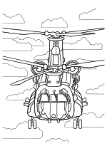Раскраска - Вертолёты - Вертолёт Chinook вид спереди