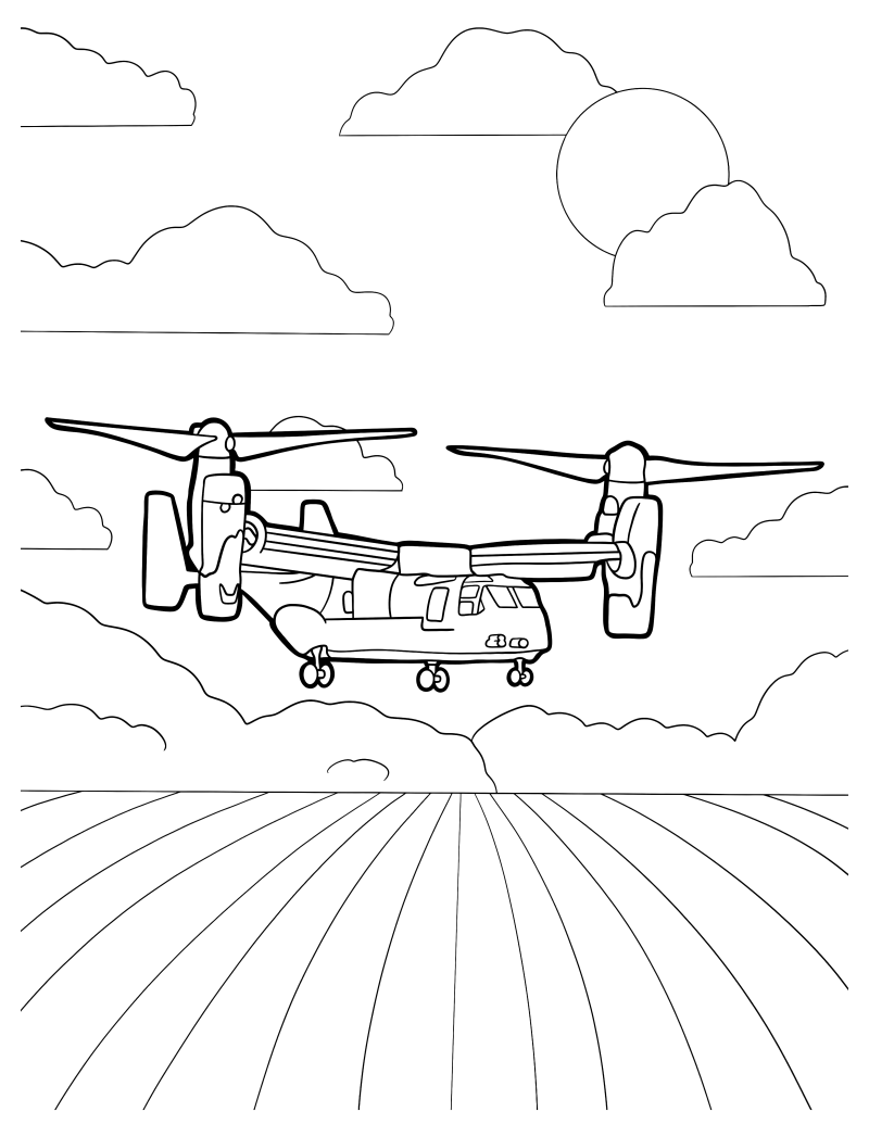 Раскраска - Вертолёты - Вертолёт Bell Boeing V-22 Osprey
