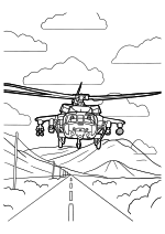 Раскраска - Вертолёты - Вертолёт Black Hawk вид спереди