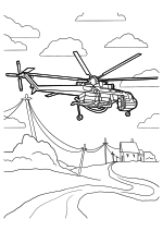 Раскраска - Вертолёты - Вертолёт Sikorsky S-64 Skycrane