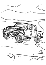 Раскраска - Внедорожники - Jeep Wrangler припаркован на грязной дороге