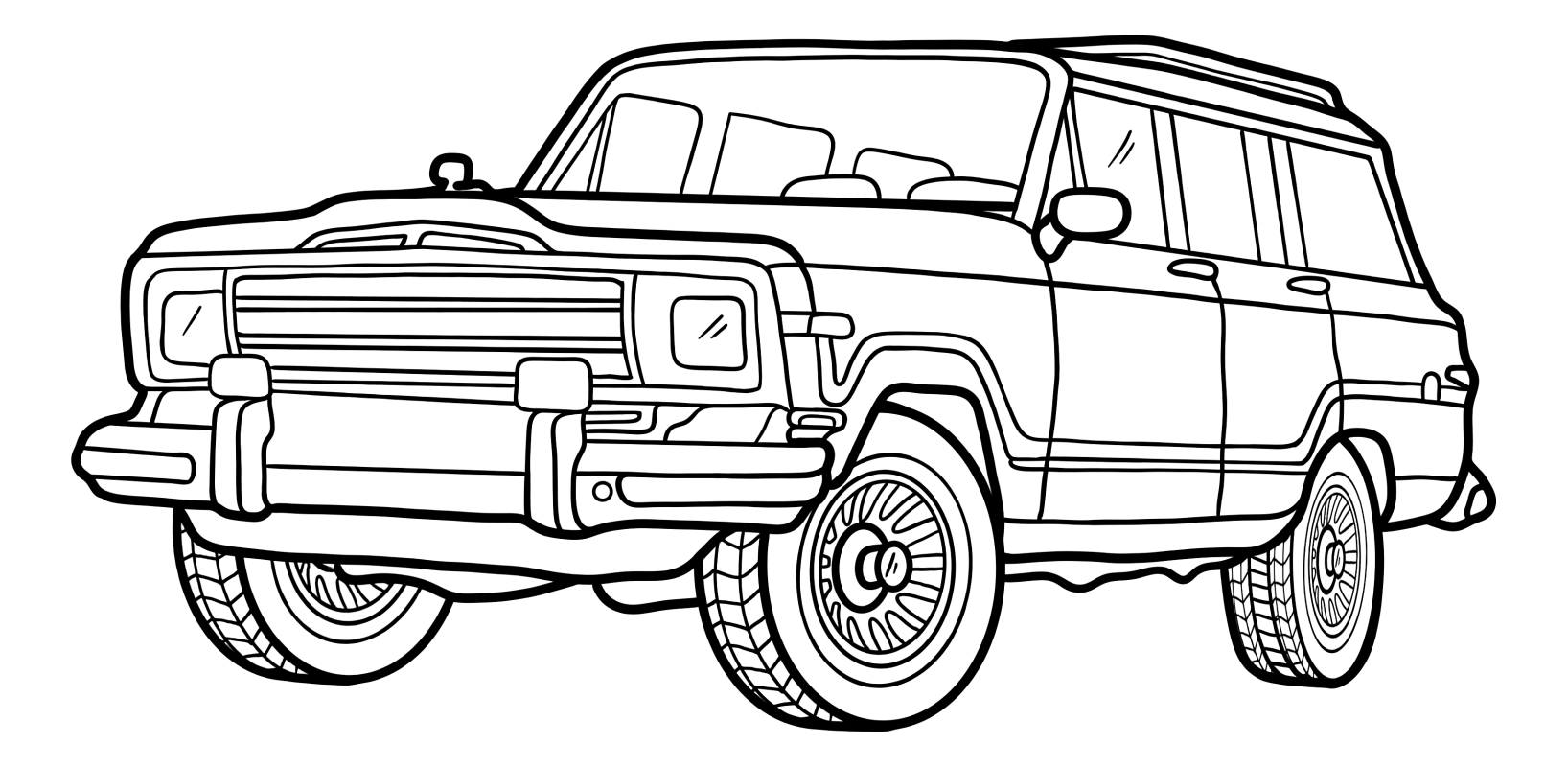 Раскраска - Внедорожники - Jeep Wagoneer