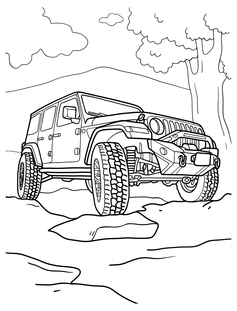 Раскраска - Внедорожники - Jeep Wrangler