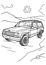 Раскраска - Внедорожники - Jeep в солнечный день