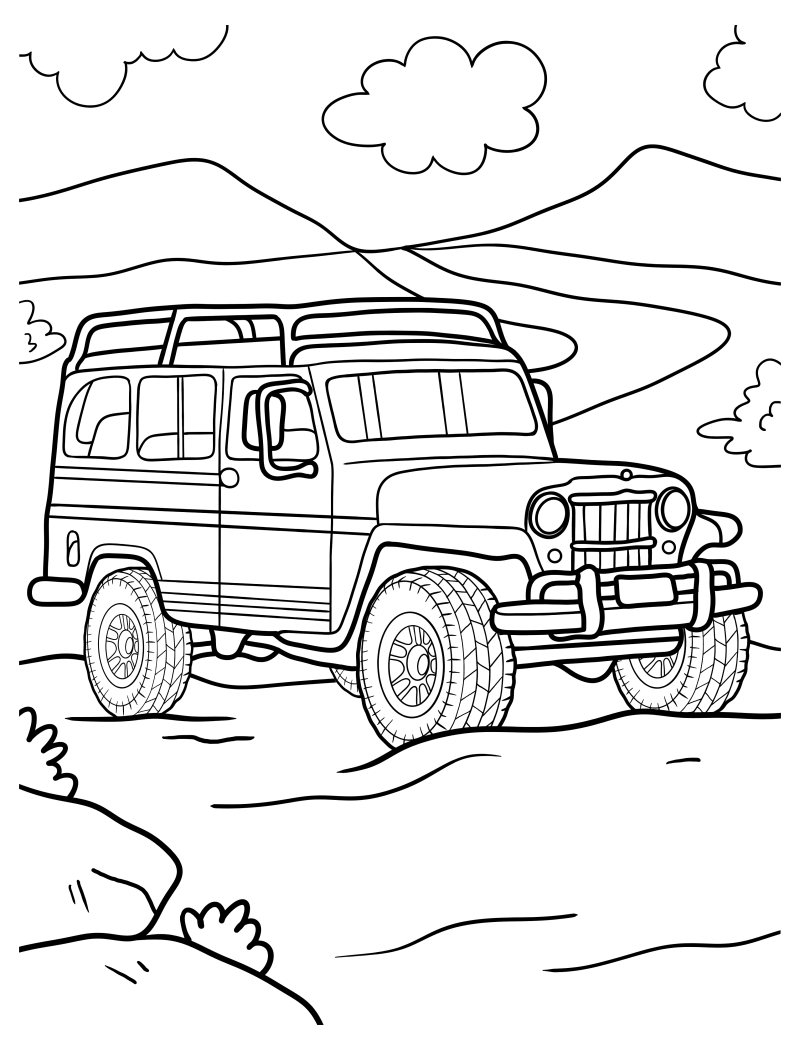 Раскраска - Внедорожники - Willys Jeep Station Wagon