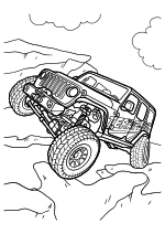 Раскраска - Внедорожники - Teraflex Jeep на каменистой дороге