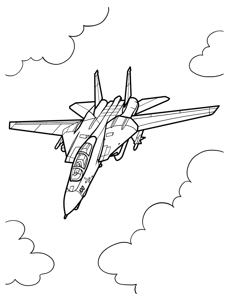 Раскраска - Военные самолёты - Самолёт Grumman F-14 Tomcat