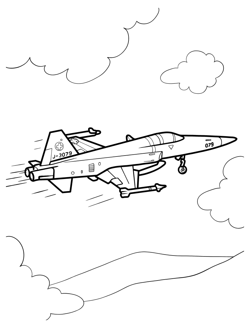 Раскраска - Военные самолёты - Высокоскоростной самолёт Northrop F-5