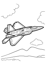 Раскраска - Военные самолёты - Самолёт Lockheed Martin F-22 Raptor в небе