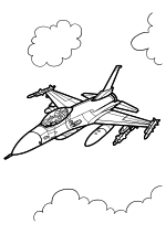 Раскраска - Военные самолёты - Самолёт F-16 Fighting Falcon