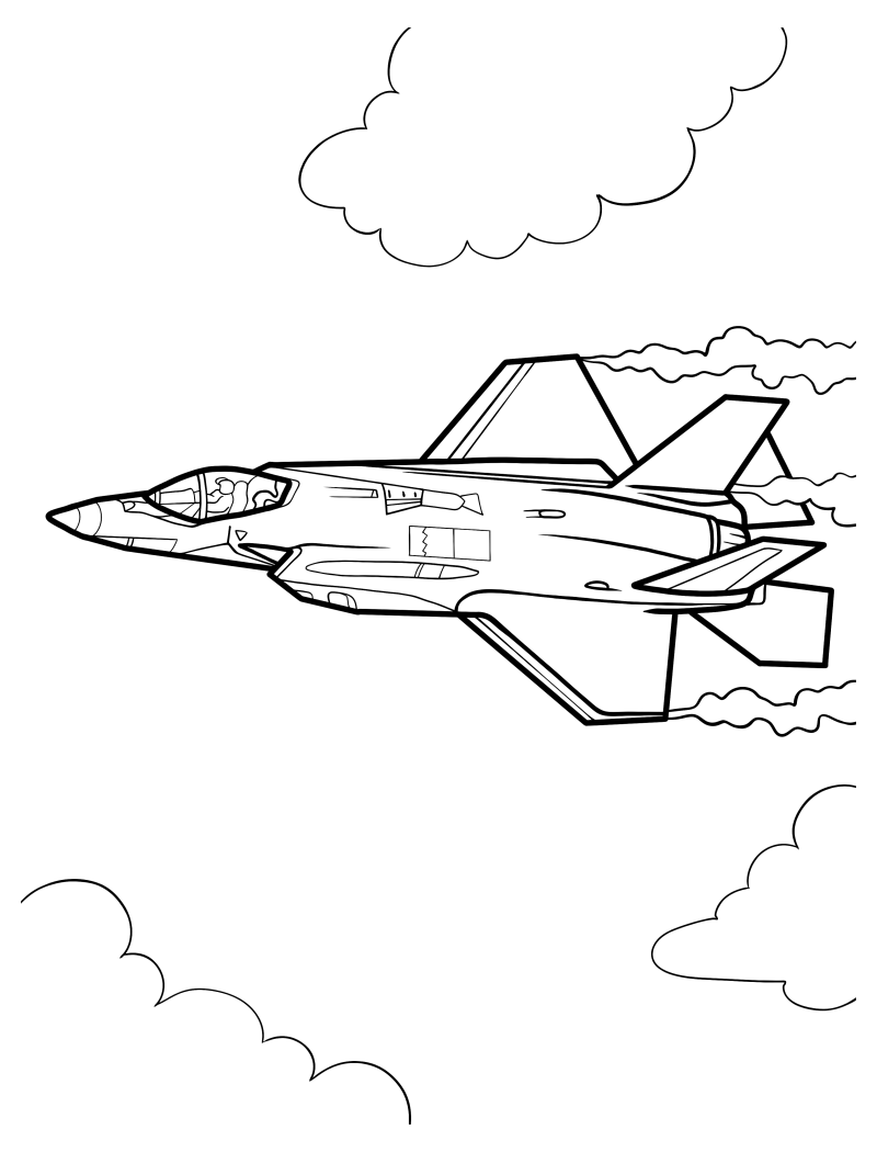 Раскраска - Военные самолёты - Самолёт Lockheed Martin F-35 Lightning II