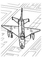 Раскраска - Военные самолёты - Вид сверху на истребитель Chengdu J-7