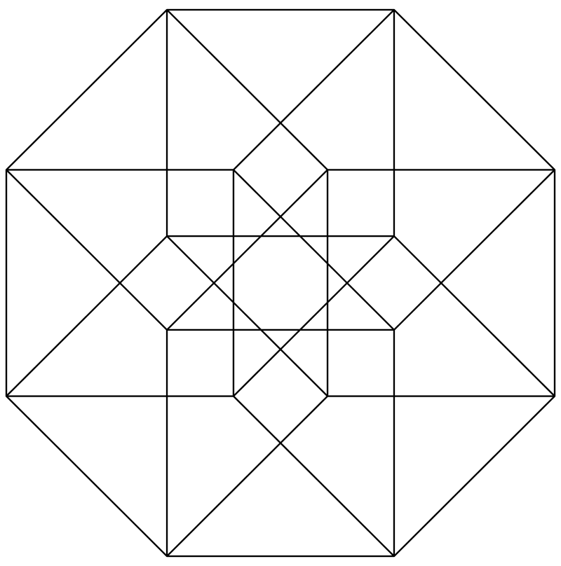 Раскраска - Математические фигуры - Ортогональная проекция гиперкуба