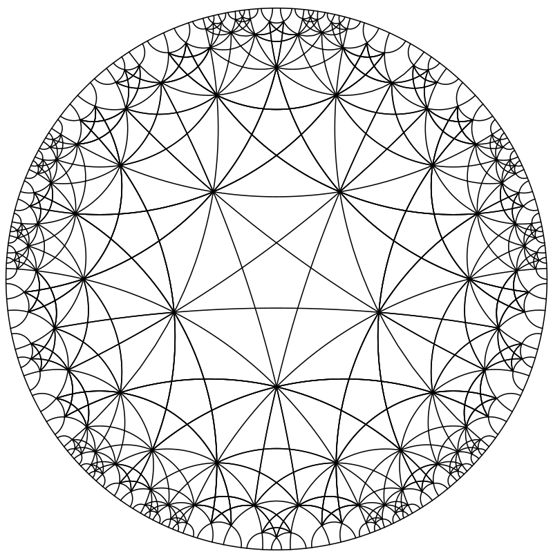 Раскраска - Математические фигуры - Звёзды на плоскости Лобачевского