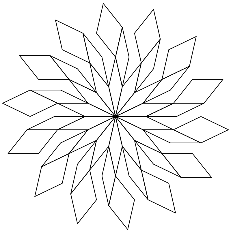 Раскраска - Математические фигуры - Апериодическая симметричная разбивка 1