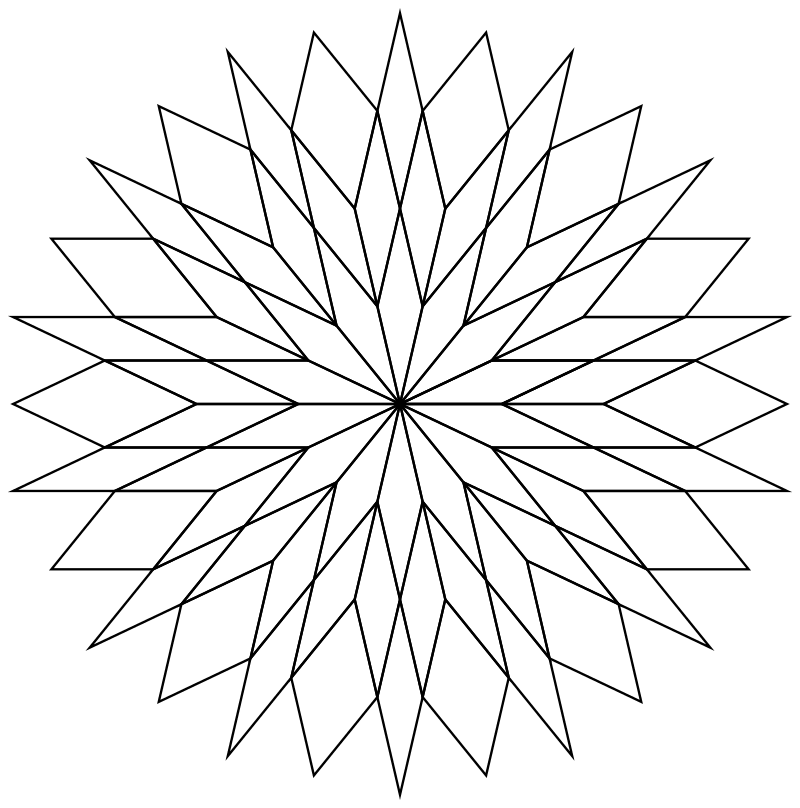Раскраска - Математические фигуры - Апериодическая симметричная разбивка 2