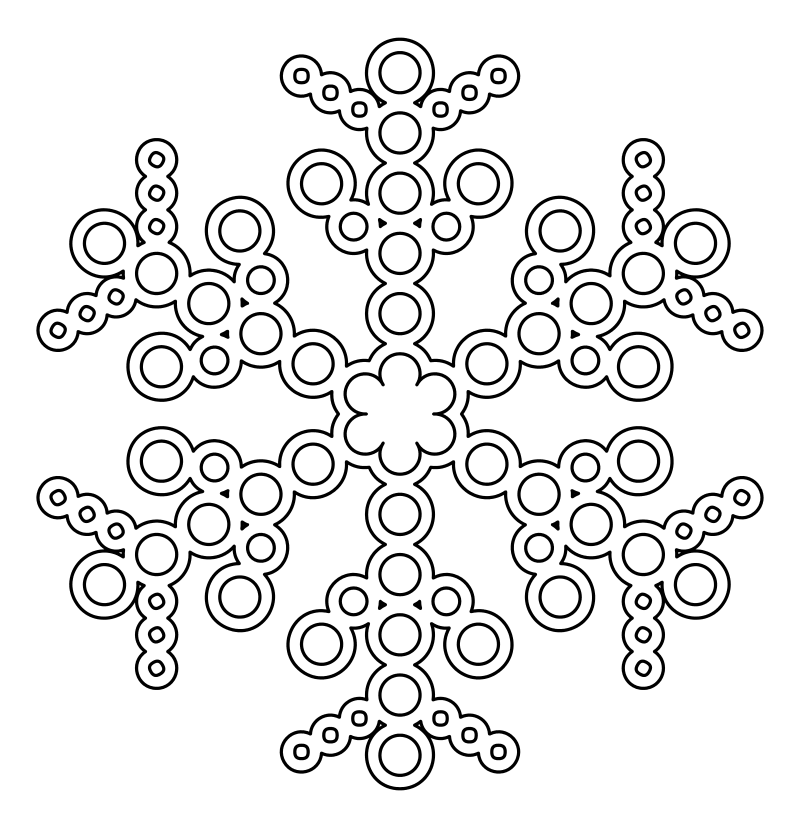 Раскраска - Снежинки - Ажурная снежинка из кругов 8