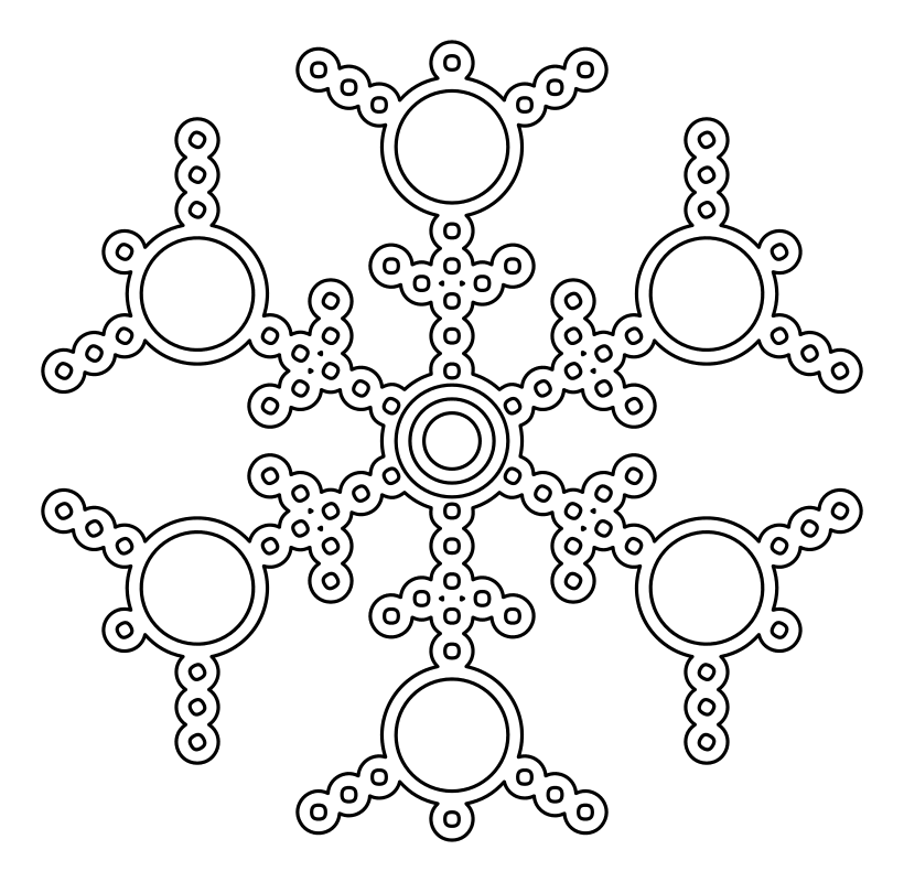 Раскраска - Снежинки - Ажурная снежинка из кругов 9