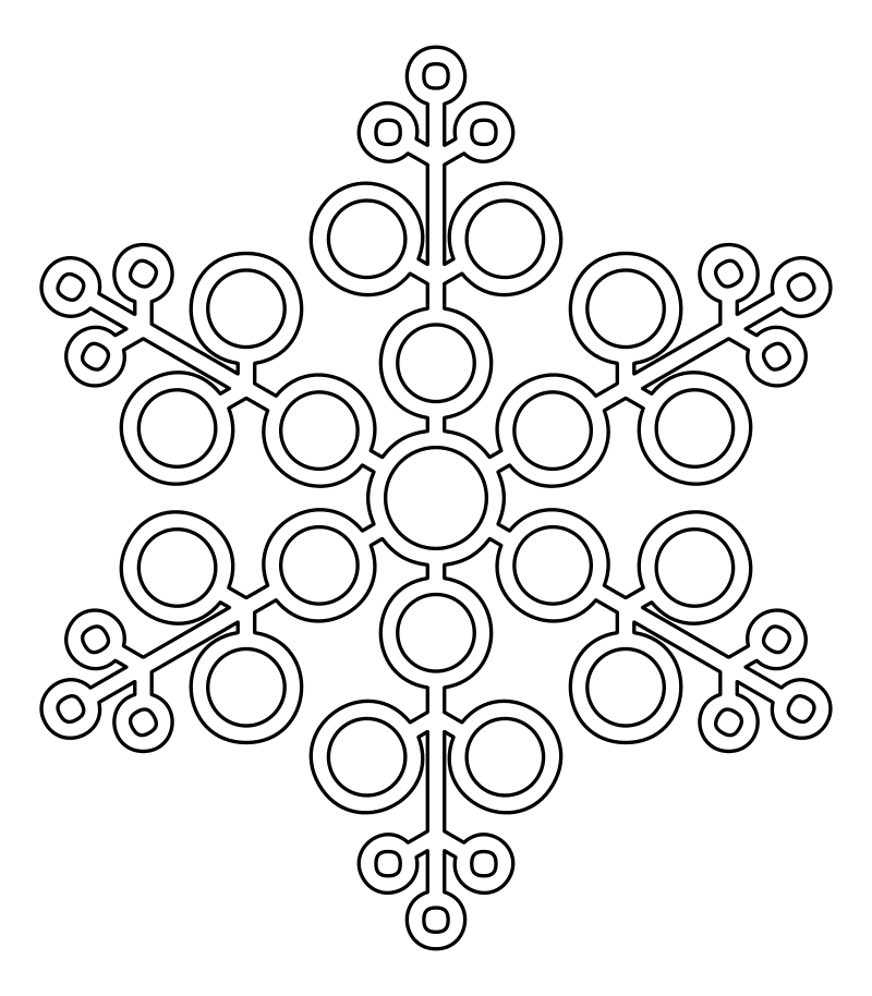 Раскраска - Снежинки - Ажурная снежинка из кругов 12
