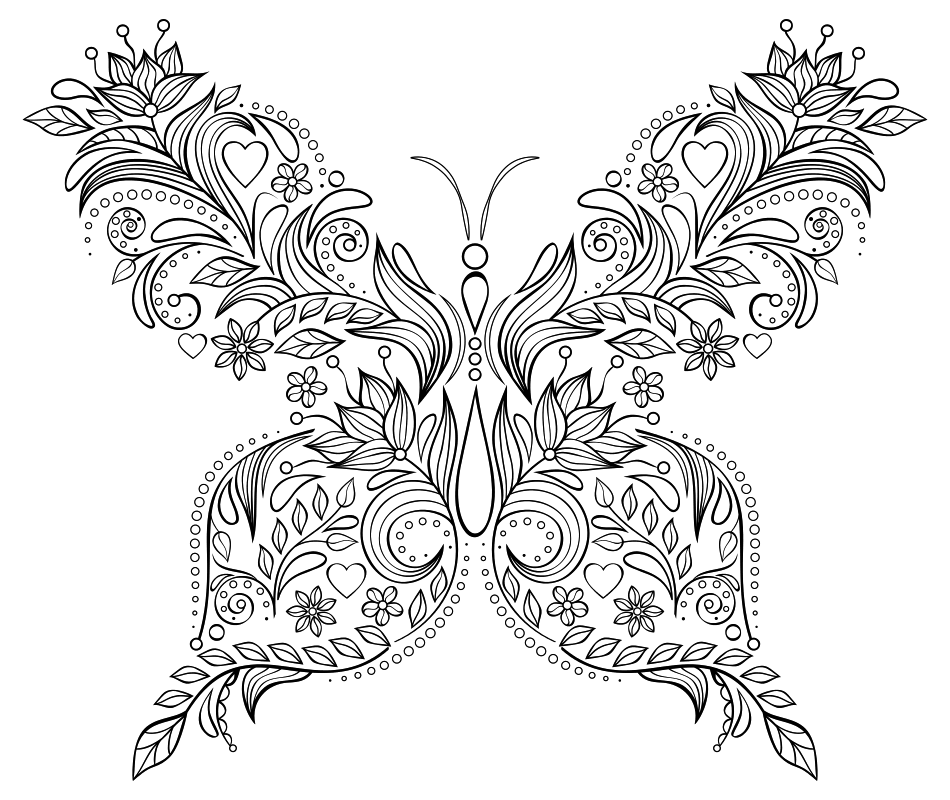 Раскраска - Узорные бабочки - Узорная бабочка 1