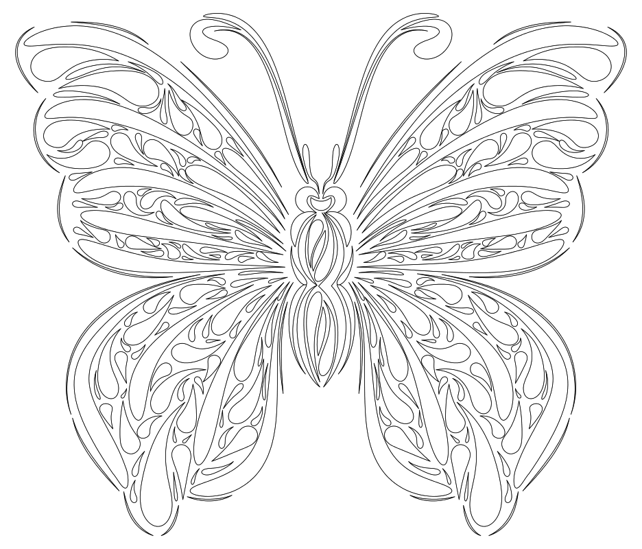 Раскраска - Узорные бабочки - Узорная бабочка 2