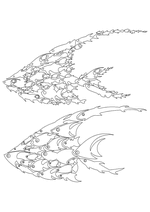 Раскраска - Узорные картинки - Узорные рыбы