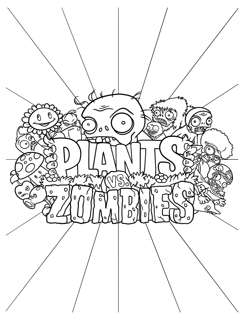 Раскраска - Plants vs. Zombies - Логотип игры Растения против зомби