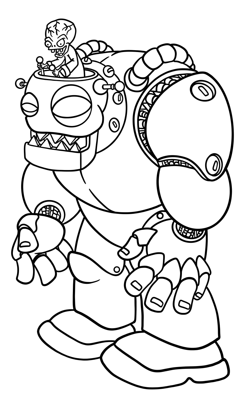 Раскраска - Plants vs. Zombies - Доктор Зомбосс в Зомботе