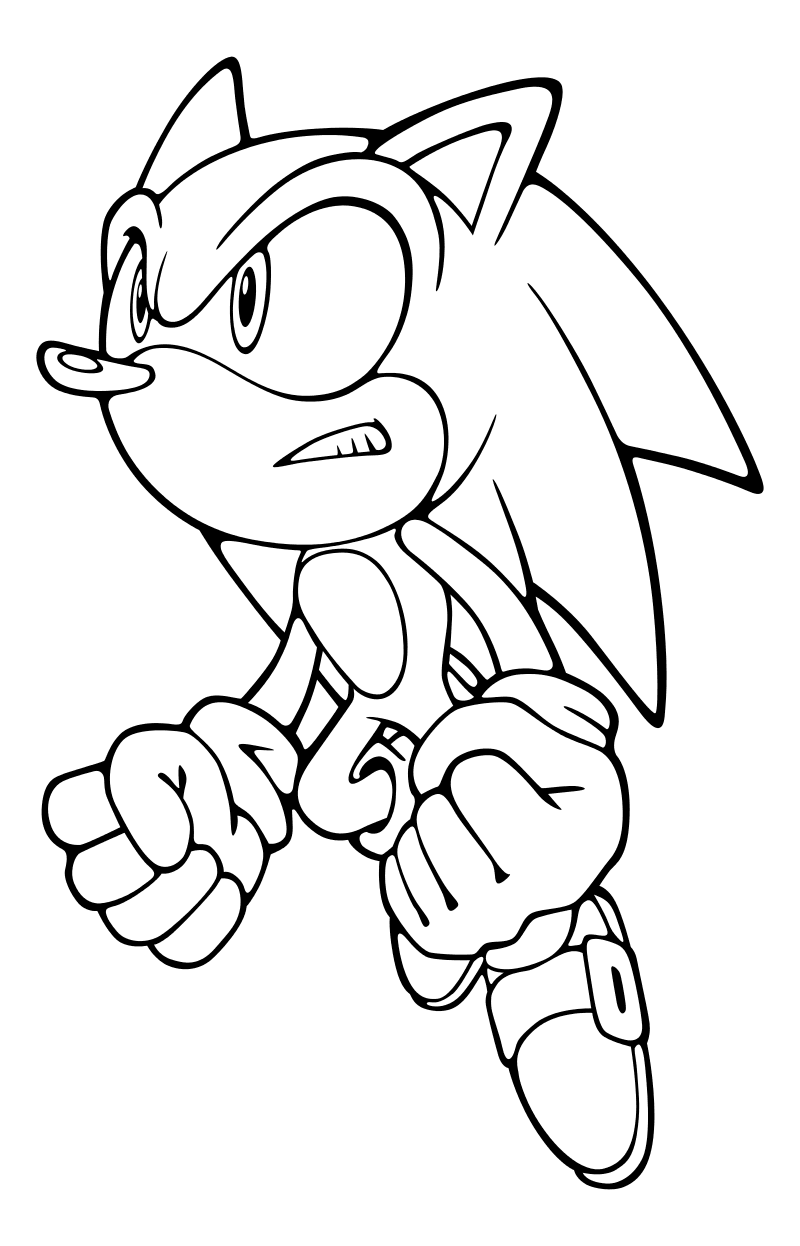 Раскраска - Sonic the Hedgehog - Ёж Соник в прыжке
