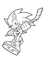 Раскраска - Sonic the Hedgehog - Ёж Соник с хоккейной клюшкой