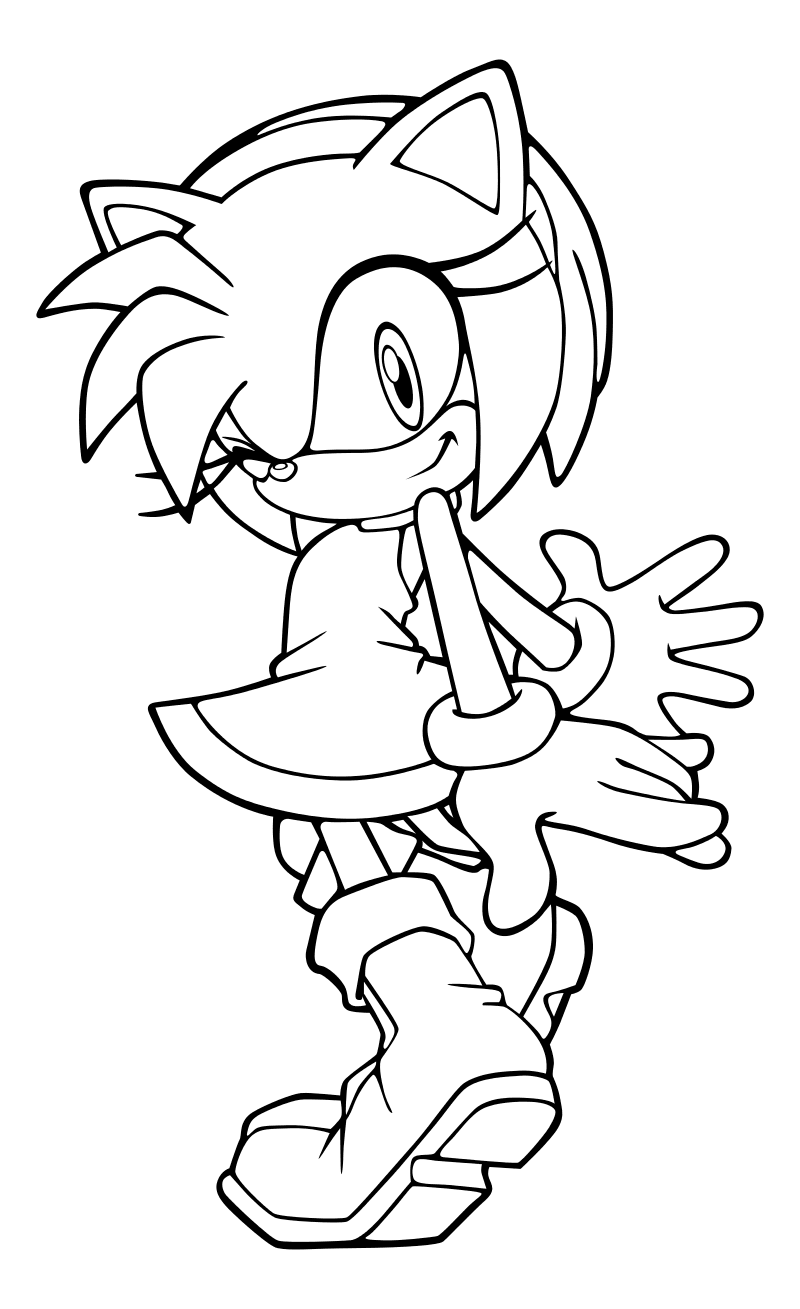 Раскраска - Sonic the Hedgehog - Эми Роуз - Версия для печати. 