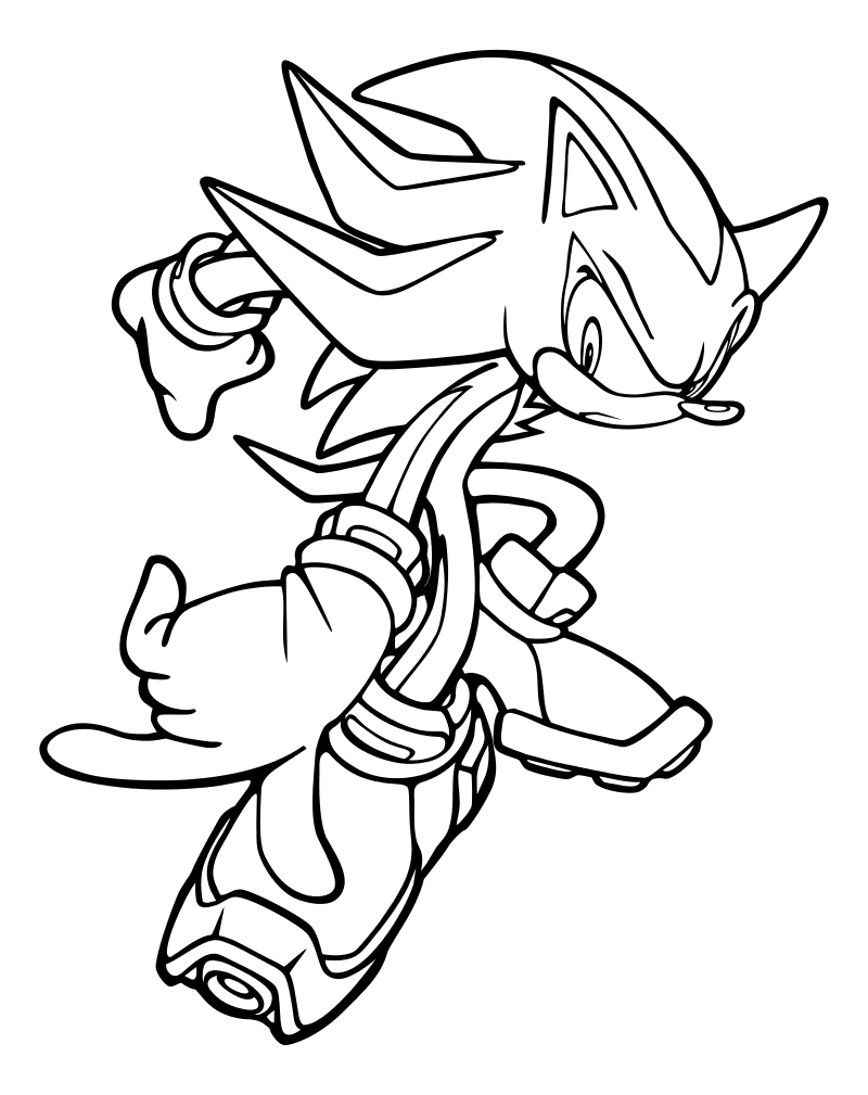 Раскраска - Sonic the Hedgehog - Ёж Шэдоу - агент GUN. 