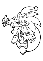 Раскраска - Sonic the Hedgehog - Ёж Соник с мешком подарков