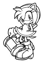 Раскраска - Sonic the Hedgehog - Эми Роуз с молотом Пико-Пико