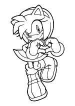 Раскраска - Sonic the Hedgehog - Эми Роуз показывает сердечко