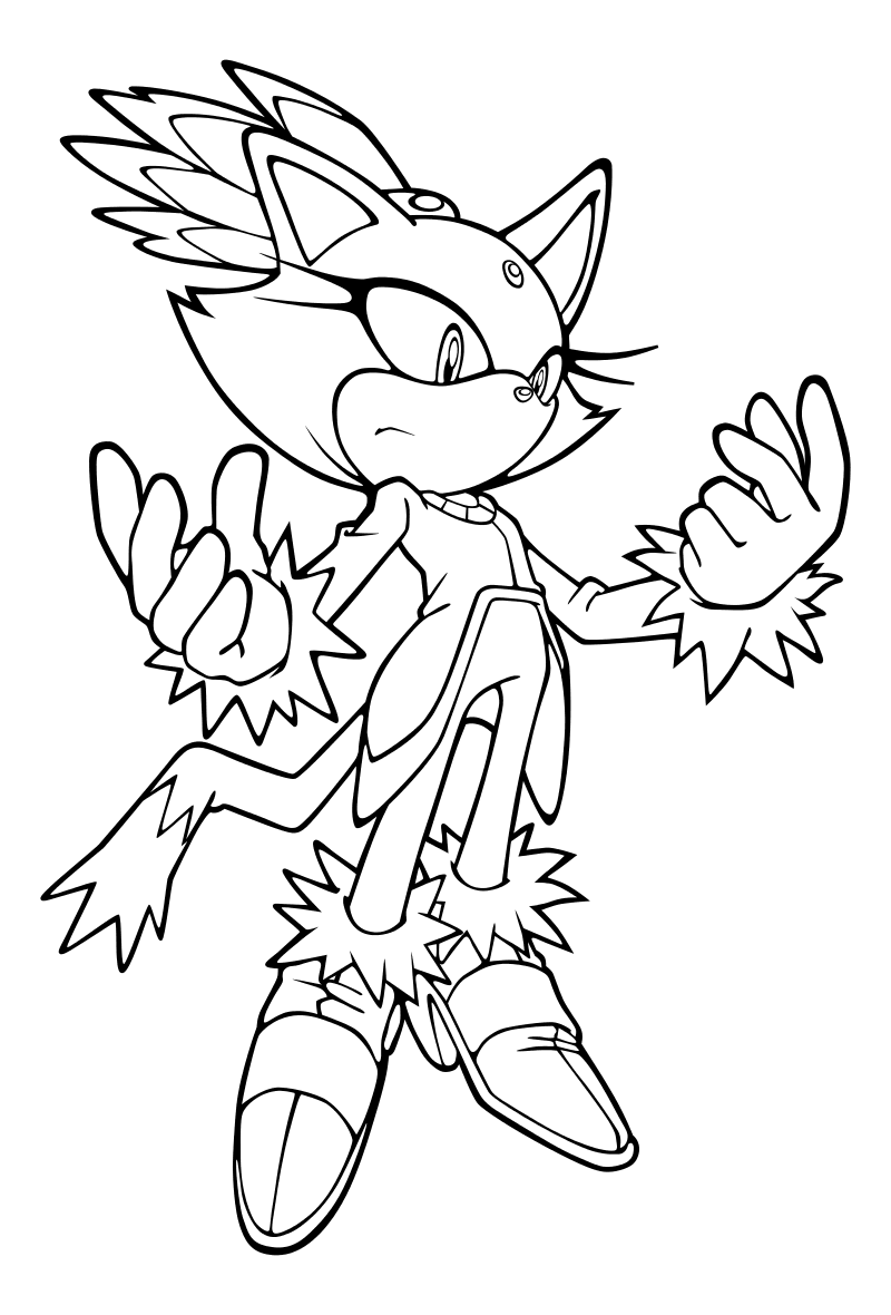 Раскраска - Sonic the Hedgehog - Кошка Блейз - принцесса. 