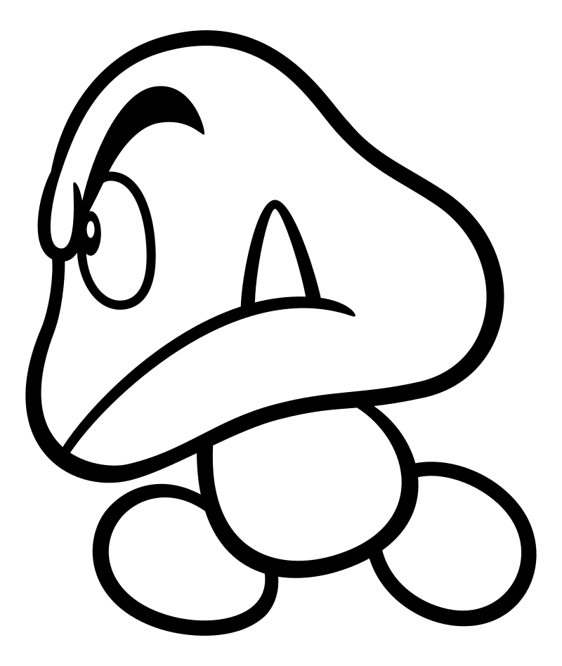 Раскраска - Супер Марио - Злой гриб Гумба