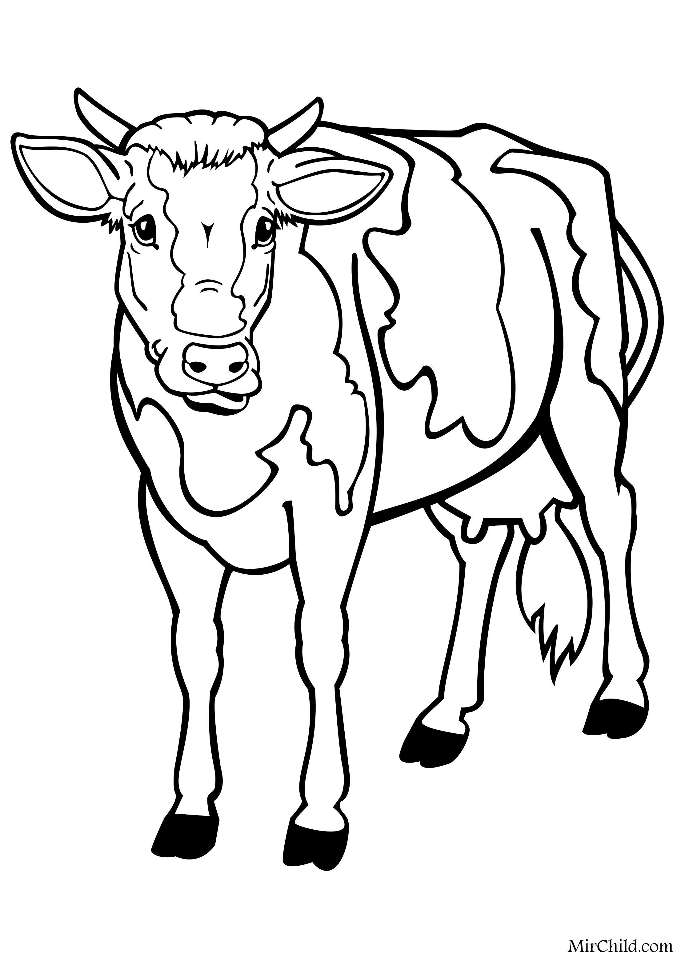Раскраски Коровы, быки, телята распечатать на А4