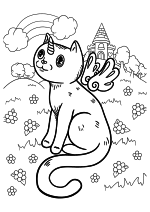 Раскраска - Единороги - Кот-единорог